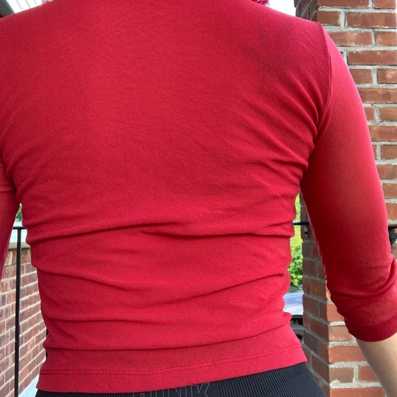 Vintage Red Mesh Ruffled Blouse - Size S - Picture 6 of 9